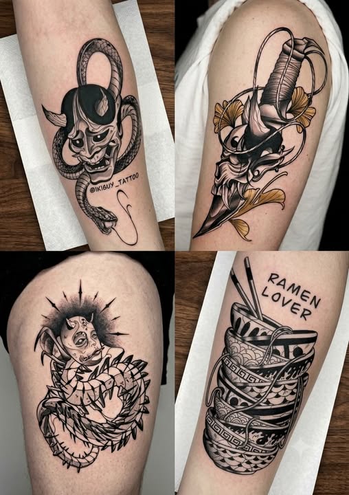 Maska Hannya i wąż